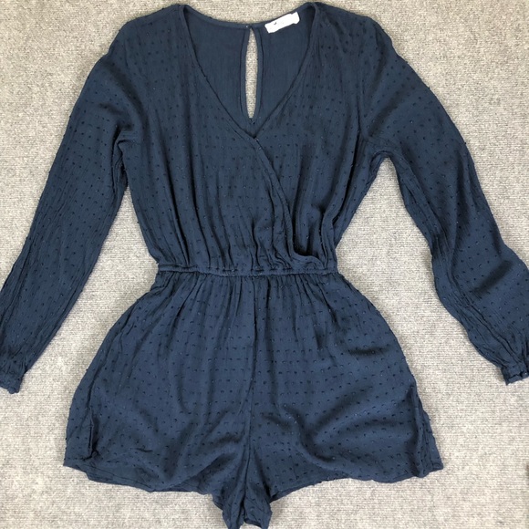 Hollister Navy Long Sleeve Romper Sz L (DJ3) - Picture 8 of 9